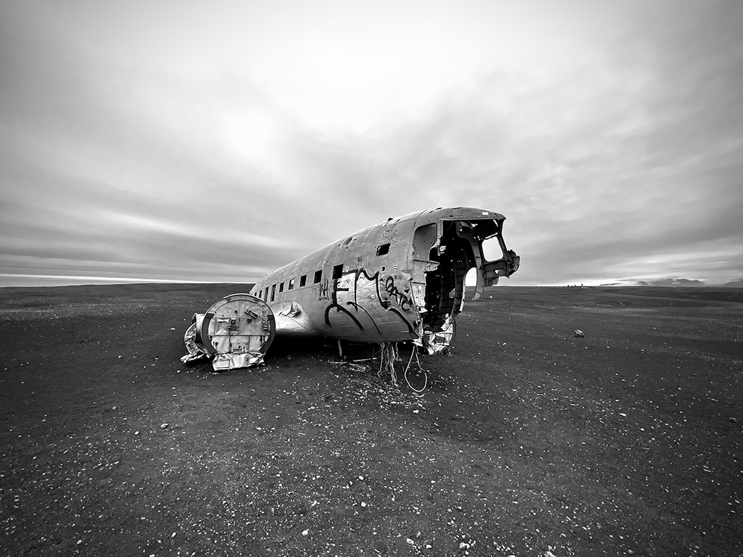 Plane wreckage on the beach