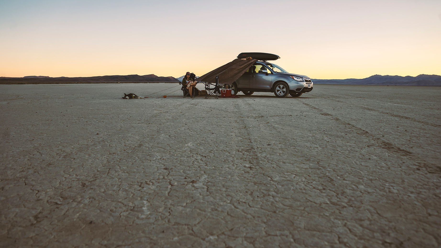 Alvord Desert landscape with mountains in background
