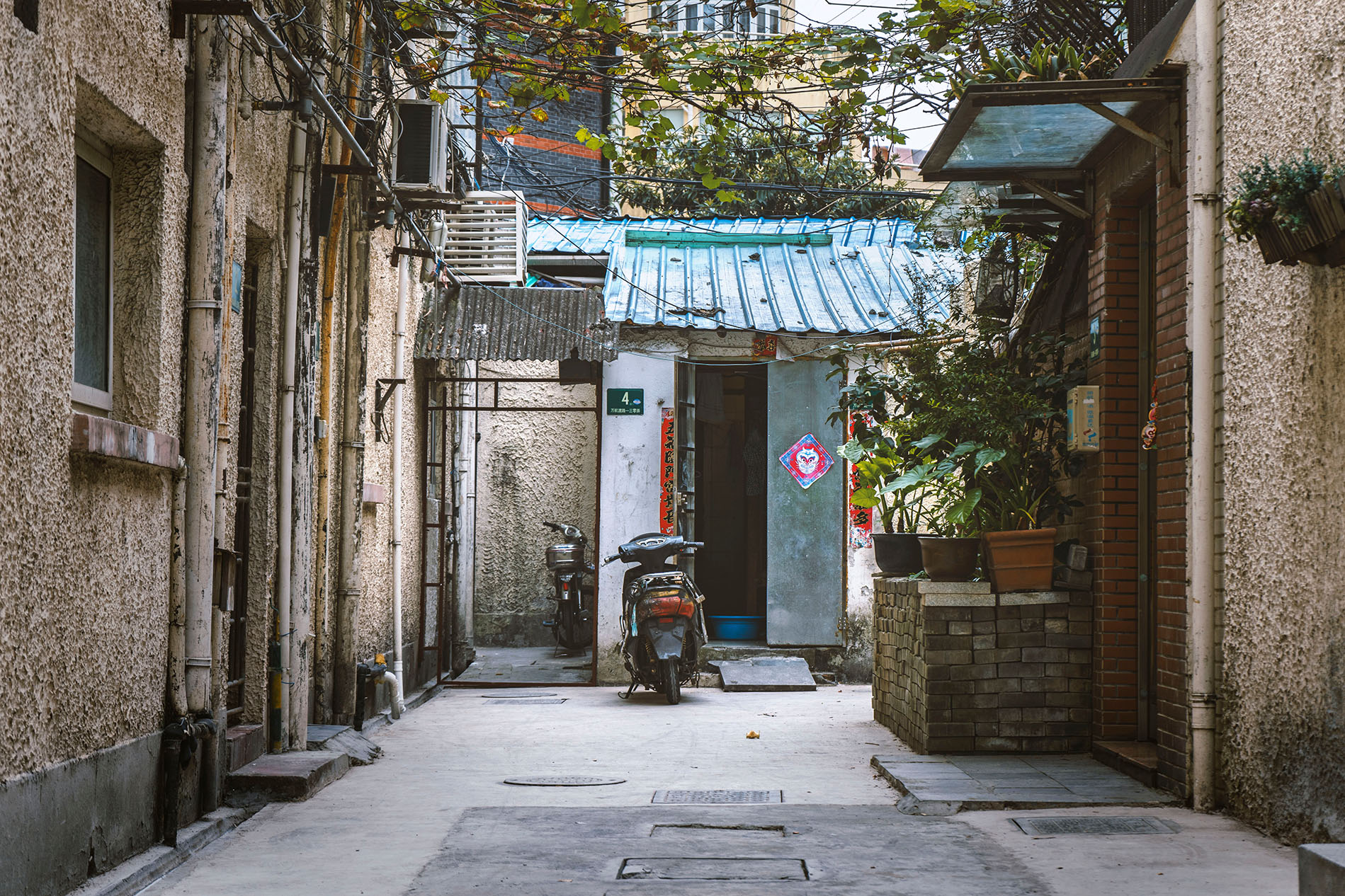 Shanghai alleyway with traditional architecture