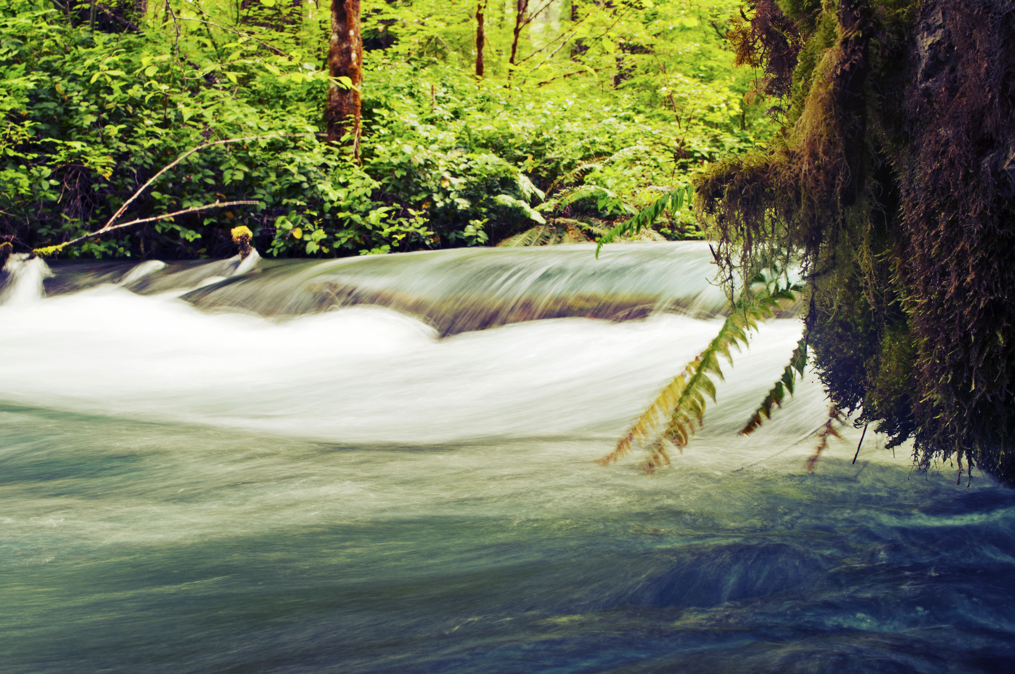 River with slow shutter speed creating smooth water effect